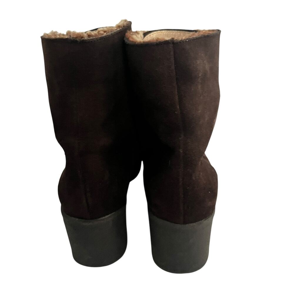 Stephane Kelian PARIS Shearling Ankle Boots •9• Brown Suede Leather Heeled Shoes - Picture 5 of 11